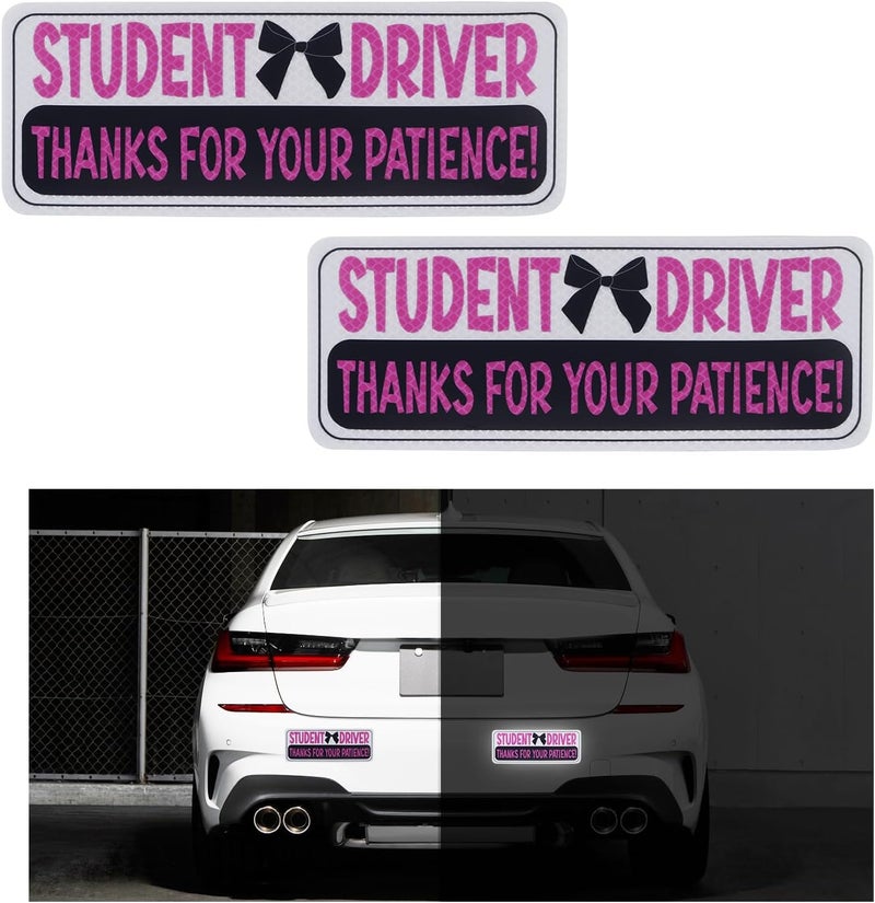Stacool 2PCS Student Driver Magnet for Car,Reflective New Driver Sticker Cars Decorations for Safety Warning,Essential Please Be Patient Student Drivers Magnet Car Accessories - Image 1